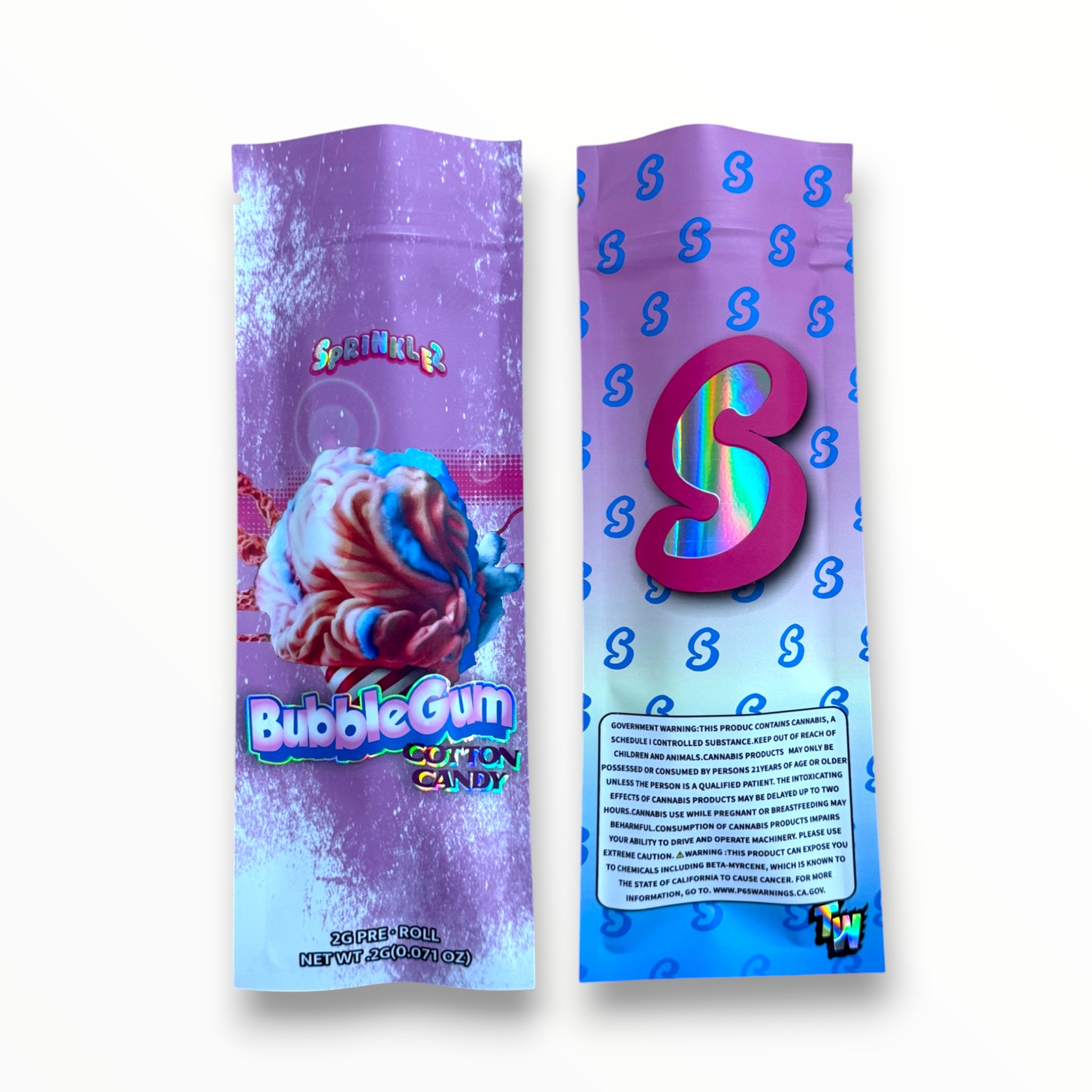 Bubblegum Cotton Candy 2 Grams Holographic Pre Roll EMPTY PACKAGING