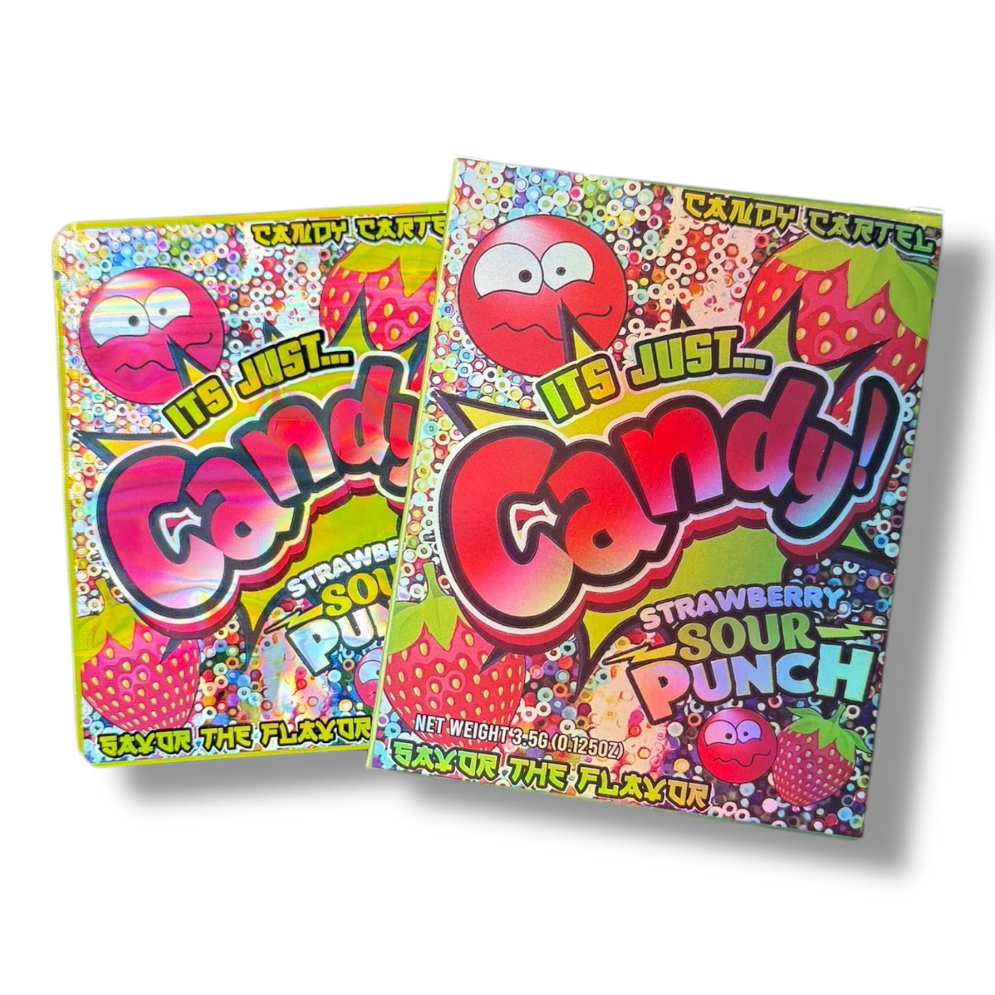 Candy Strawberry Sour Punch Mylar Bag with Box 3.5 Grams