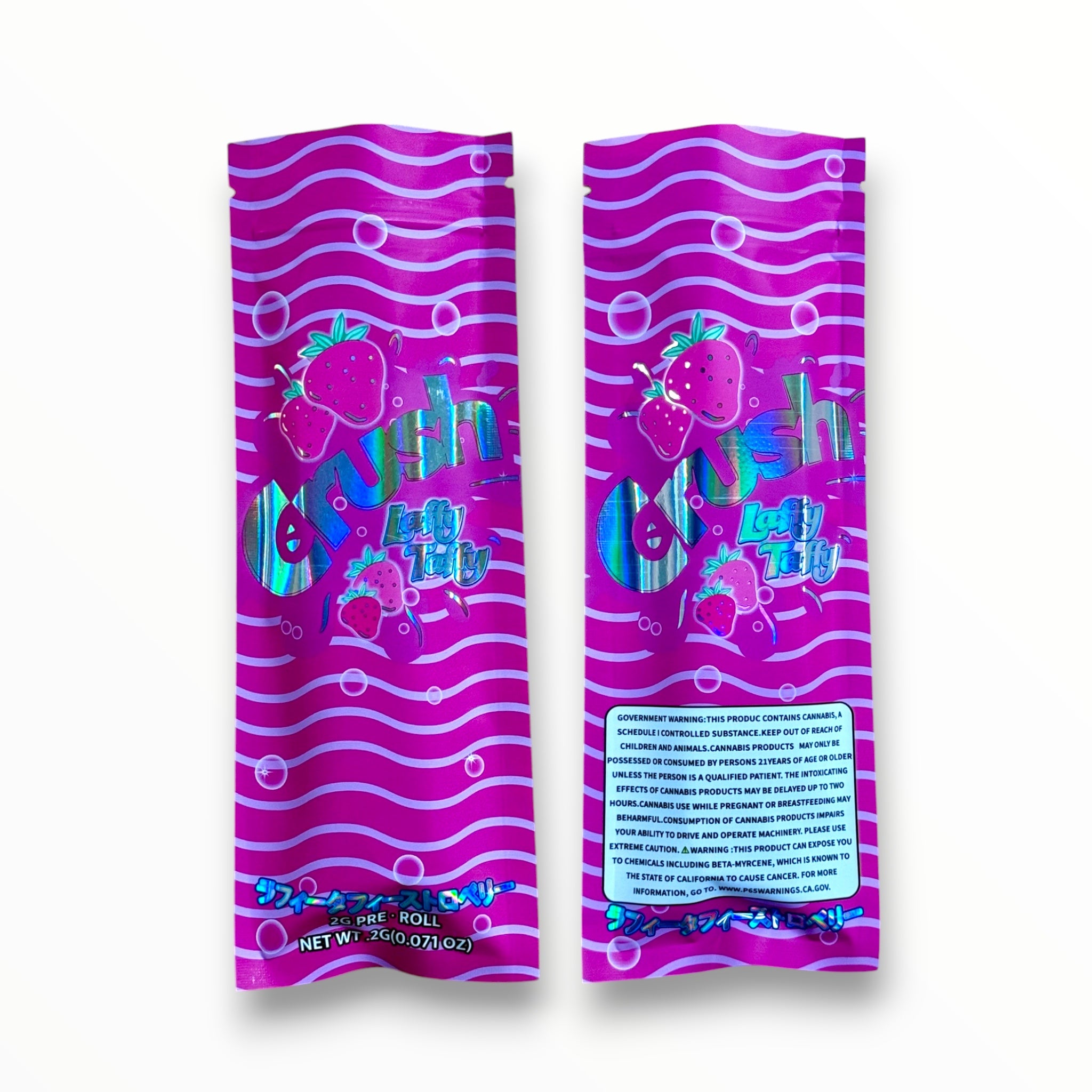 Crush Laffy Taffy 2 Grams Holographic Pre Roll EMPTY PACKAGING