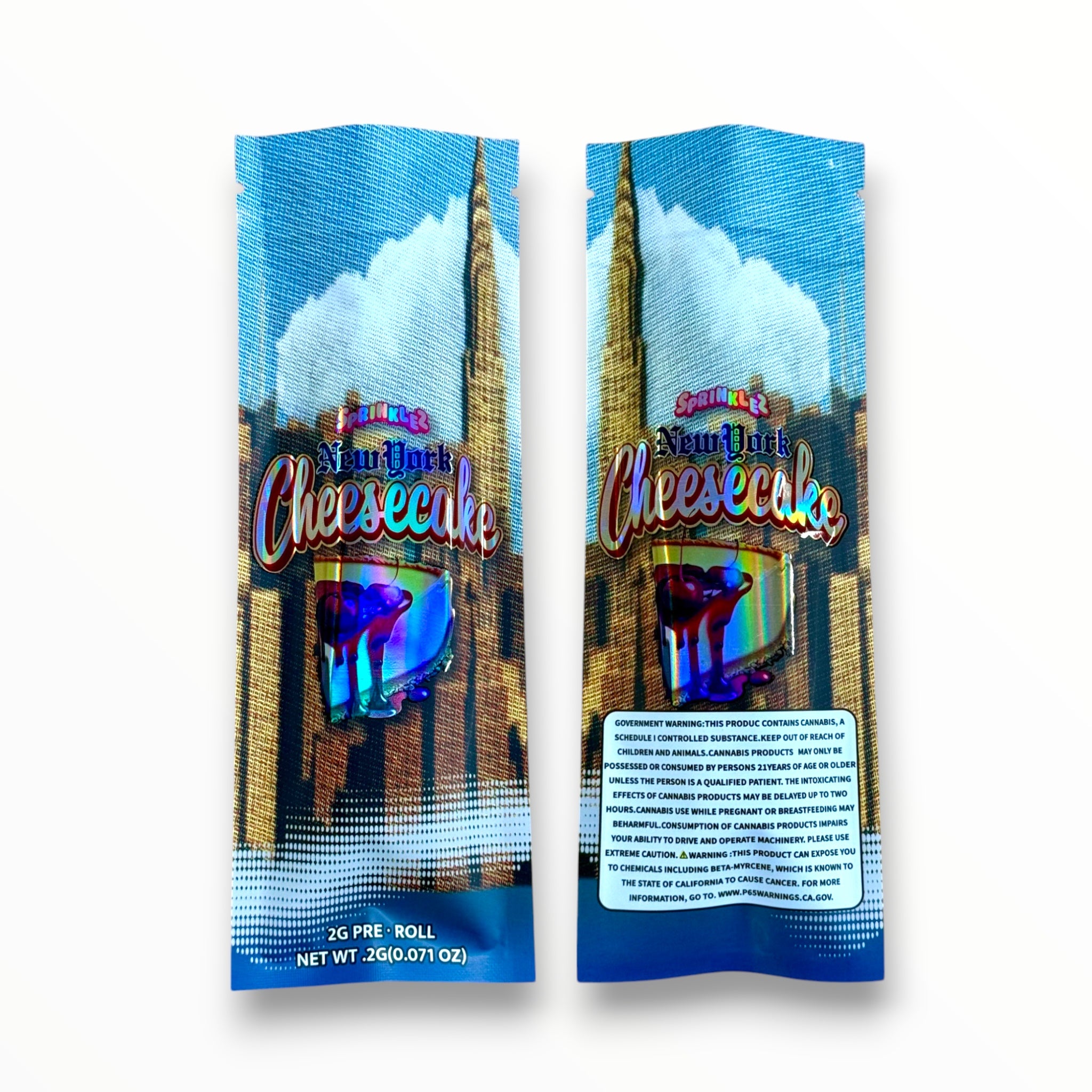 New York Cheesecake 2 Grams Holographic Pre Roll EMPTY PACKAGING