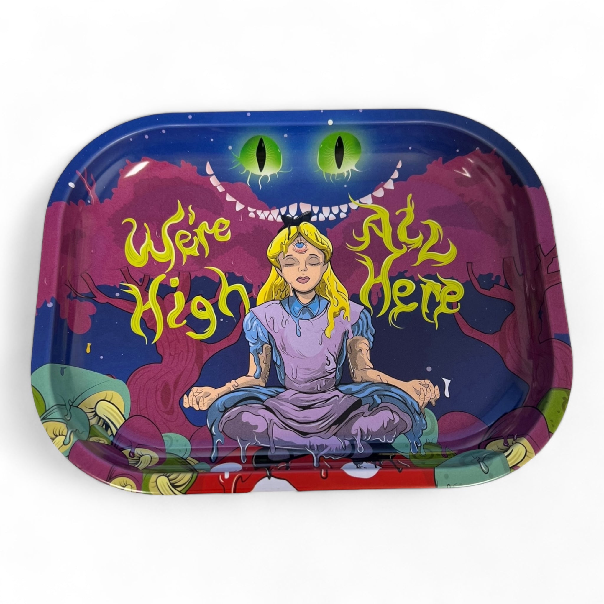 Rolling Tray 7x5.5 We're All High Here/High Quality Premium Metal Tray