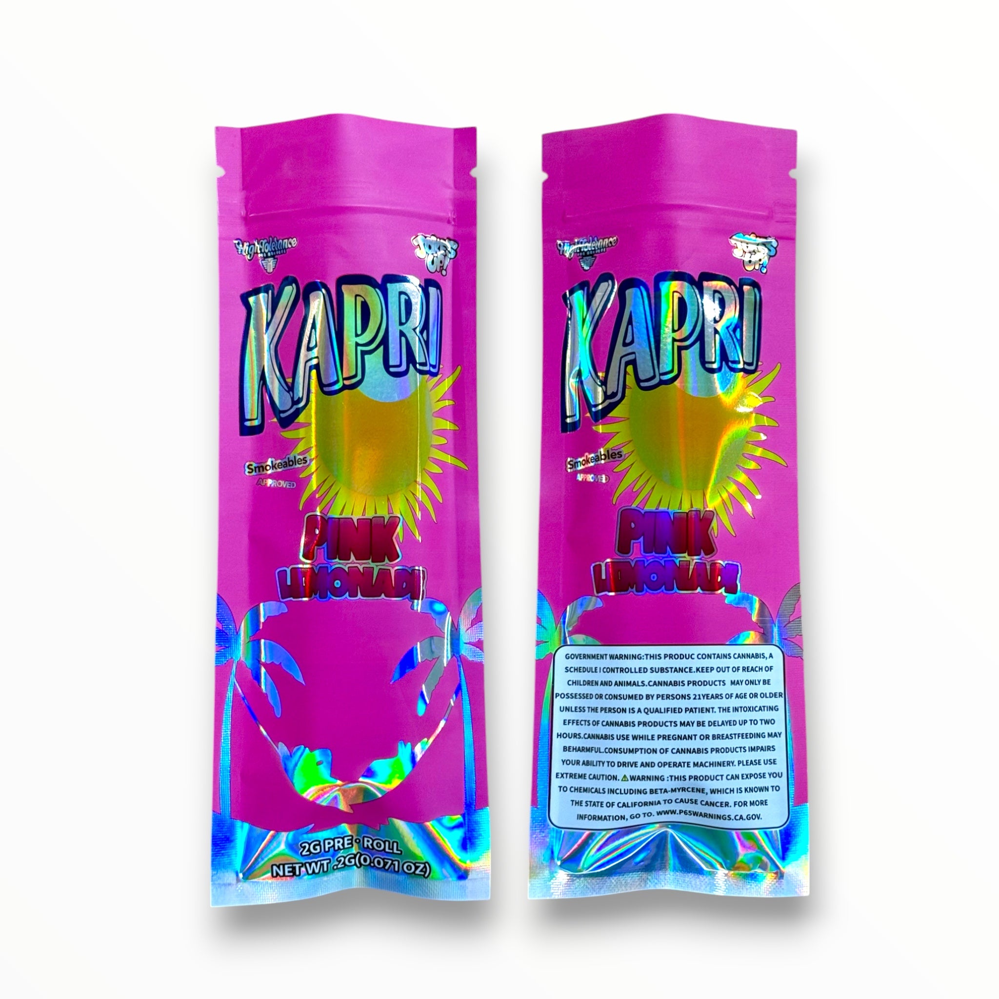 Kapri Pink Lemonade 2 Grams Holographic Pre Roll EMPTY PACKAGING