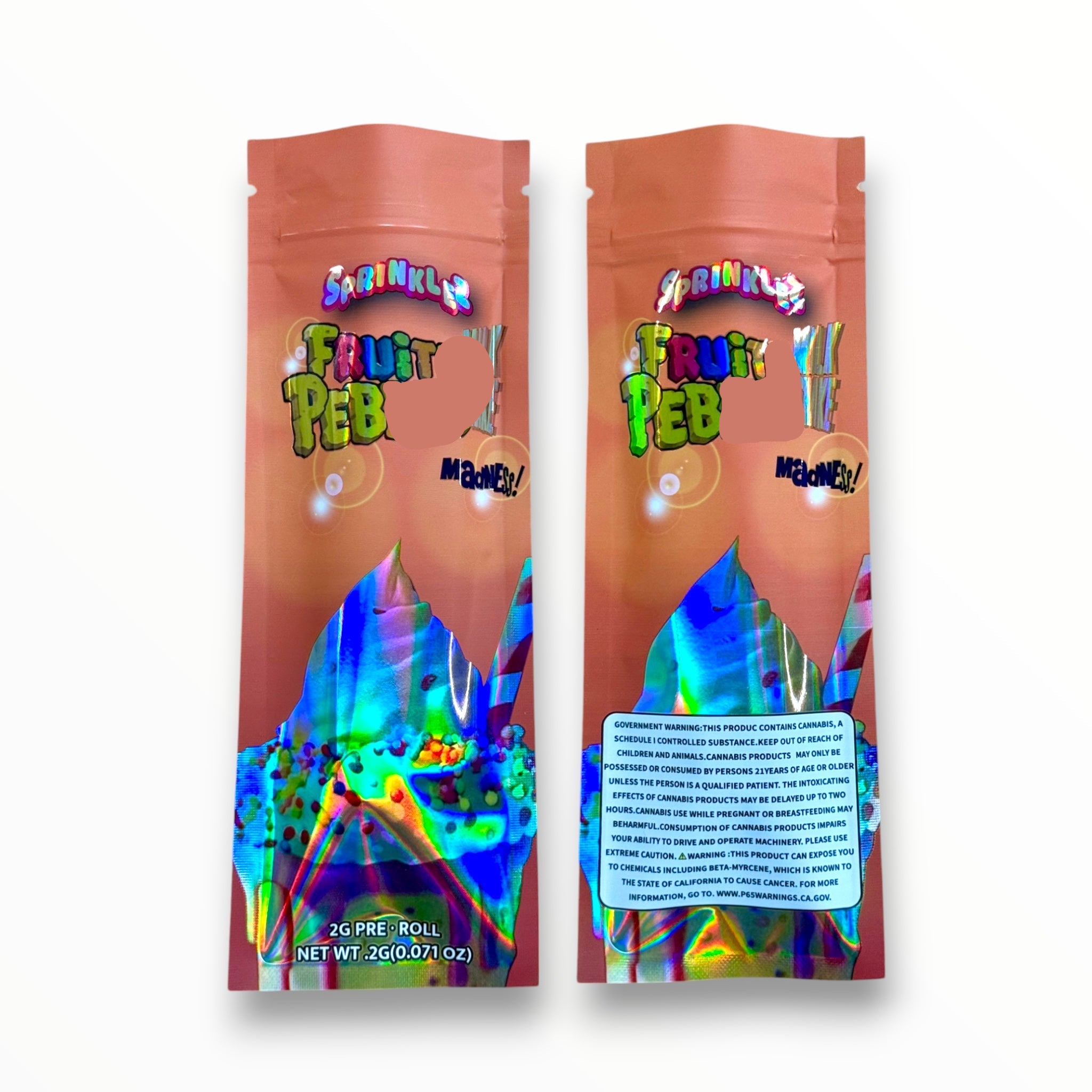 Fruit Peb 2 Grams Holographic Pre Roll EMPTY PACKAGING