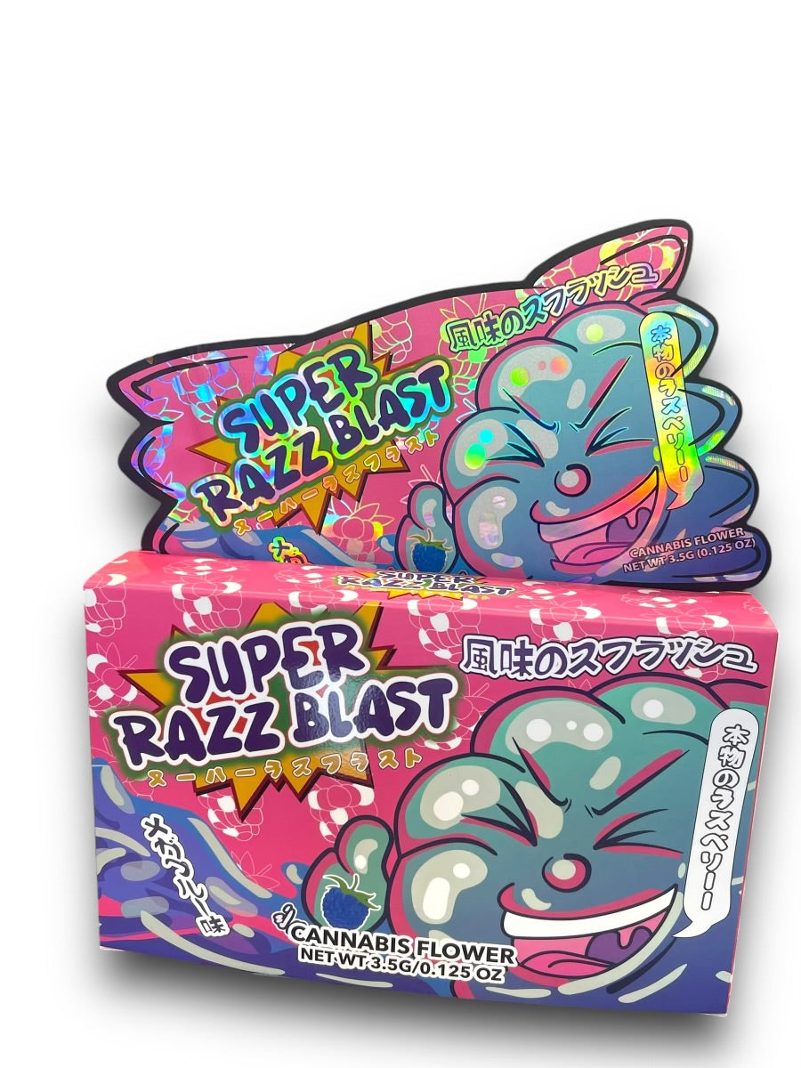 Super Razz Blast Mylar Bag with Box 3.5 Grams