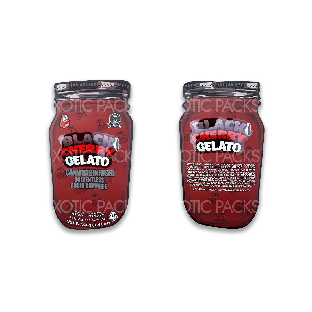 Black Cherry Gelato Rosin mylar bags edibles packaging