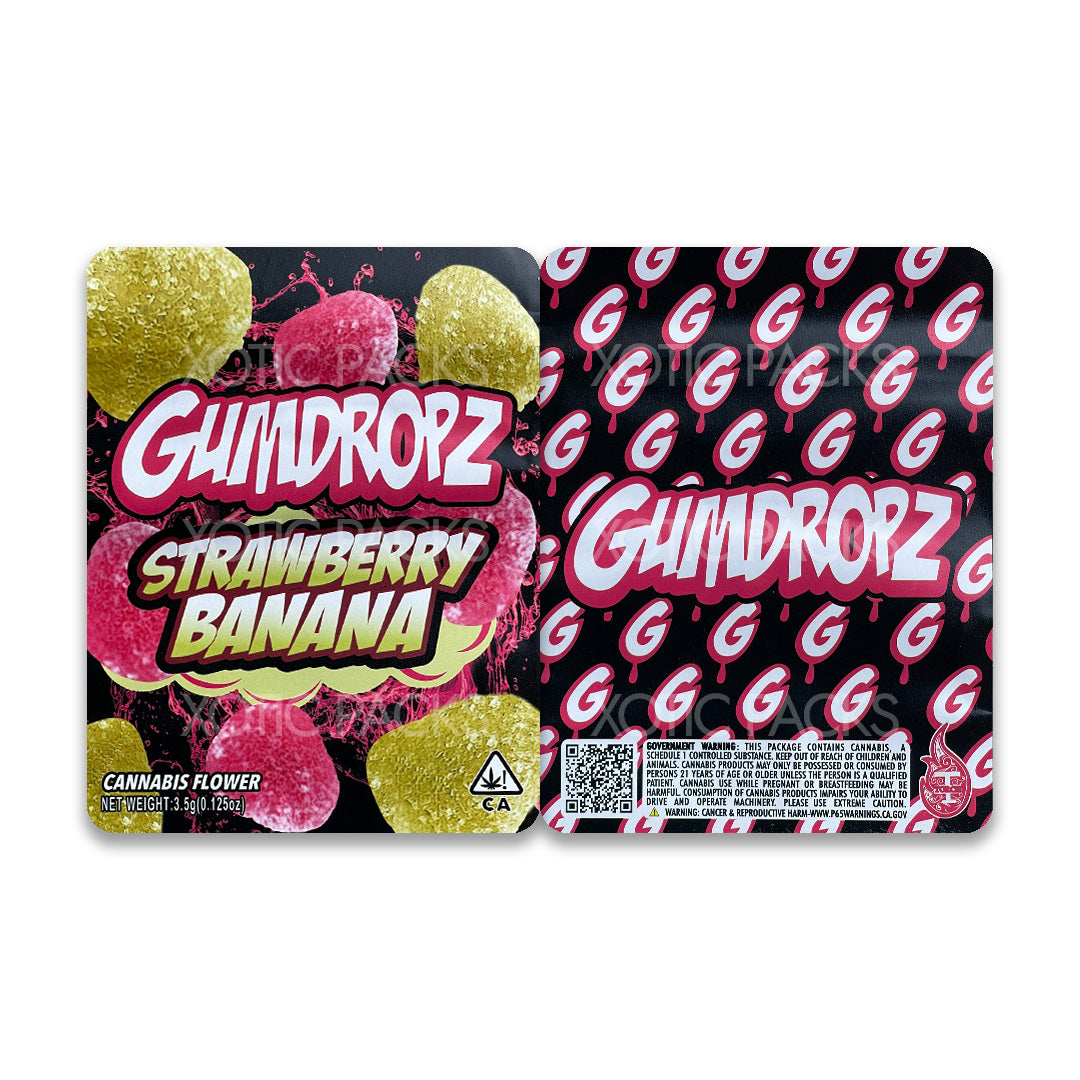 Gumdropz Strawberry Banana mylar bags 3.5 grams