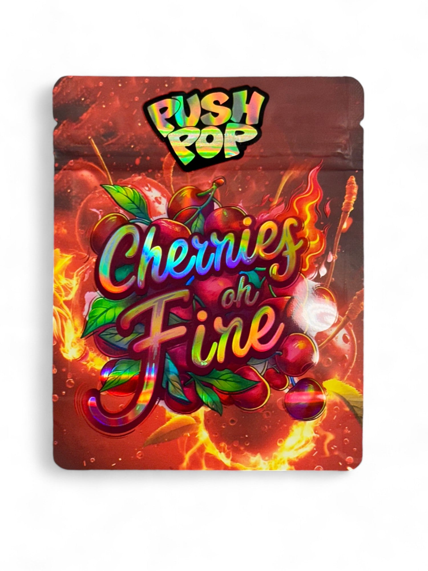 Push Pop Cherries On Fire Mylar Bag 3.5 Grams