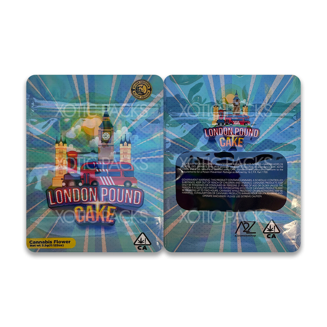 London Pound Cake mylar bags 3.5 grams