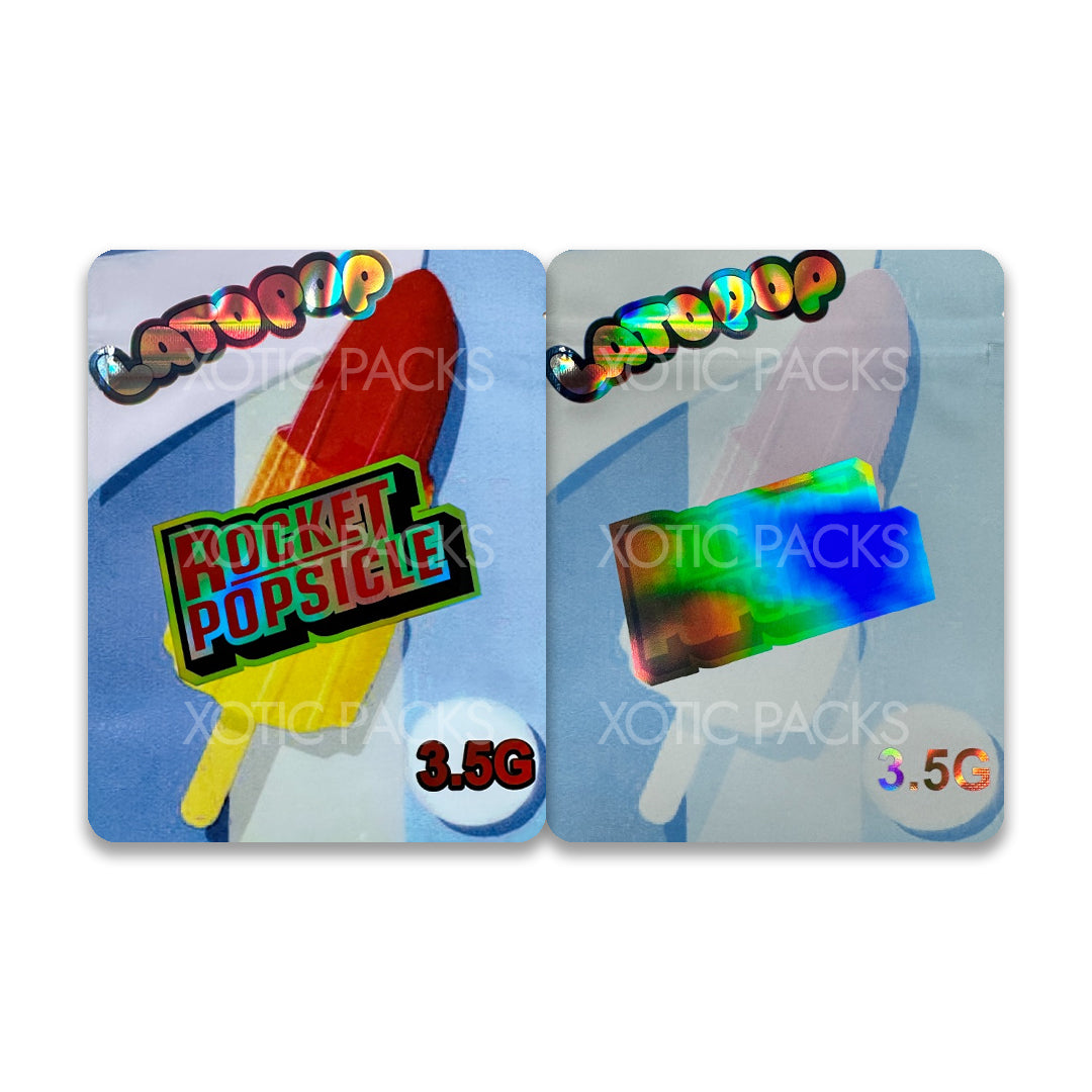 Rocket Popsicle mylar bags 3.5 grams