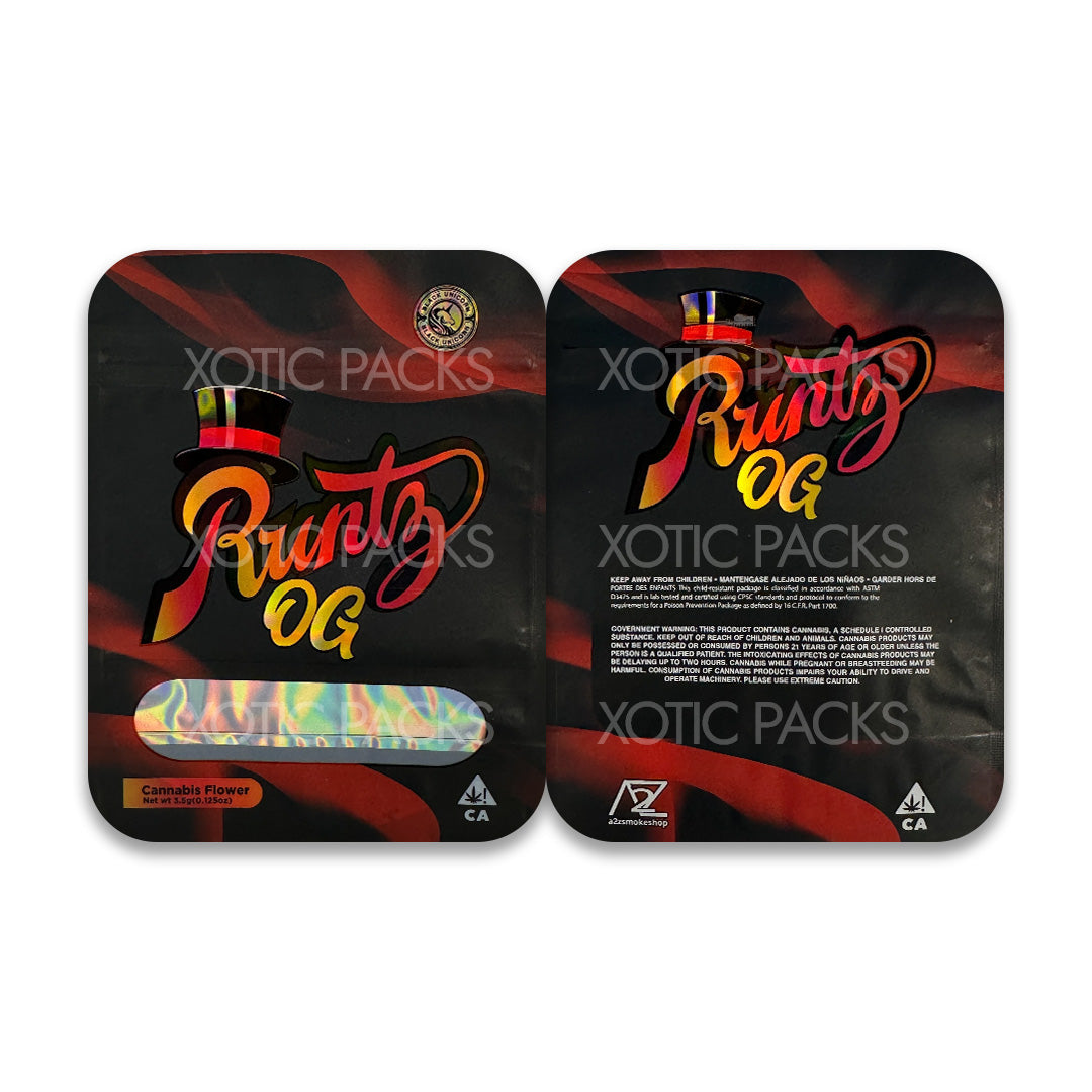 Shop 3.5 Gram Mylar Bags Runtz OG | Ziplock Baggies – Xotic Packs