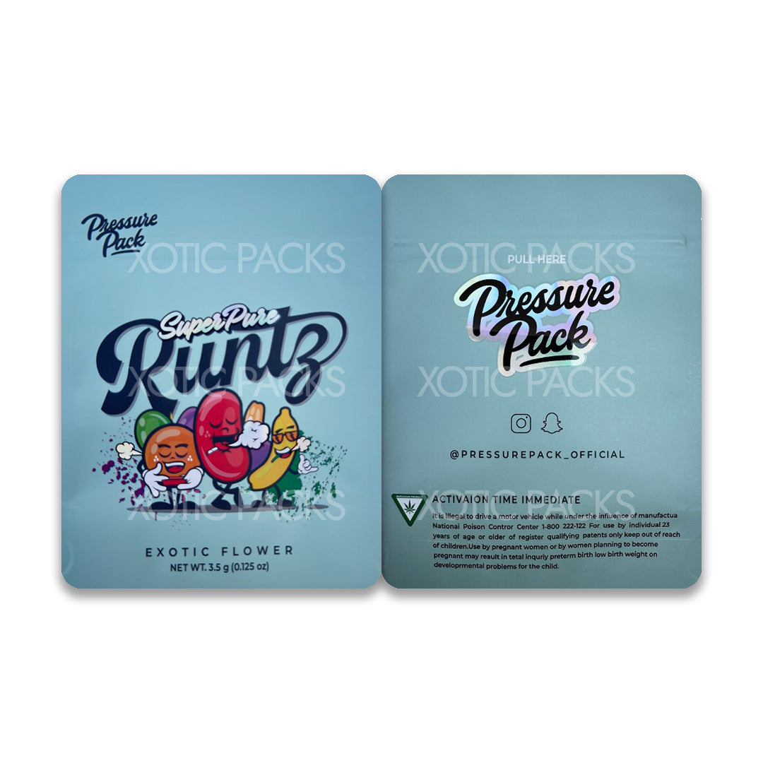 Super Runtz Sticker Shop 3.5 Gram Mylar Bags Super Pure Runtz | Ziplock Baggies – Xotic Packs