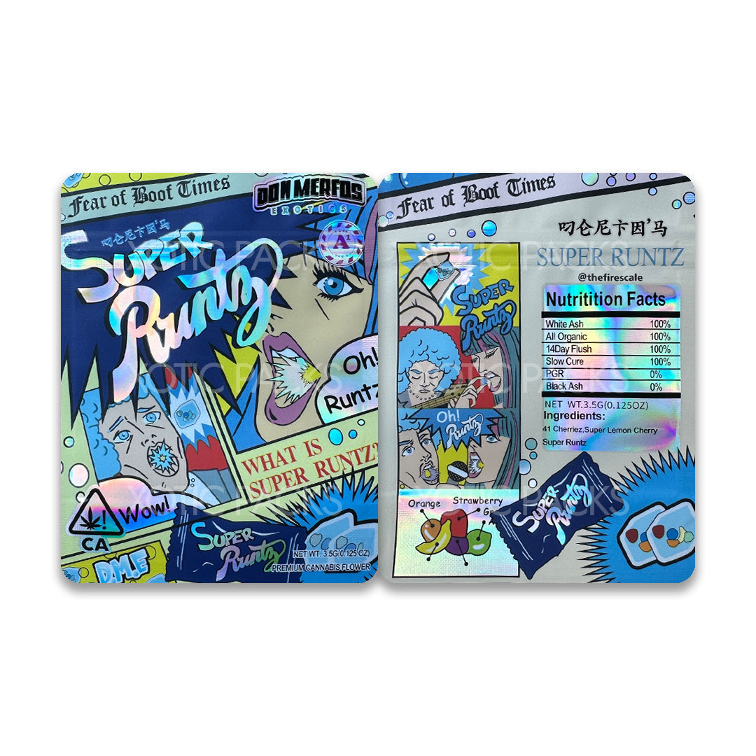 Super Runtz Sticker Shop 3.5 Gram Mylar Bags Super Runtz | Ziplock Baggies – Xotic Packs