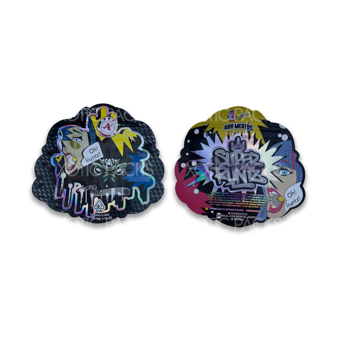 Super Runtz Sticker Shop 3.5 Gram Mylar Bags Super Runtz | Ziplock Baggies – Xotic Packs