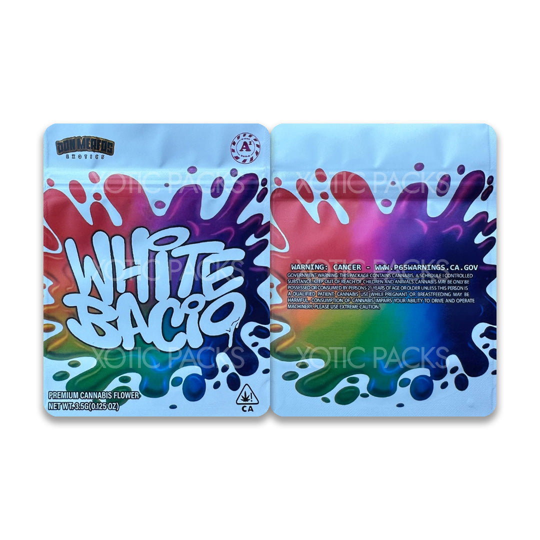 White Bacio mylar bags 3.5 grams