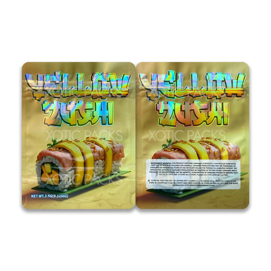 Yellow Zushi mylar bags 3.5 grams